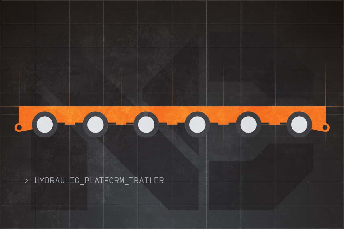 Vector image of a hydraulic trailer over the NessCampbell logo | Heavy Haul | NessCampbell