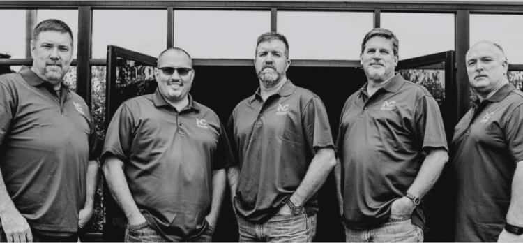 A black and white image of five men | Certified Crane Operator | NessCampbell