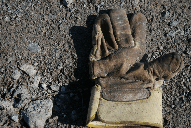 Work glove on the ground